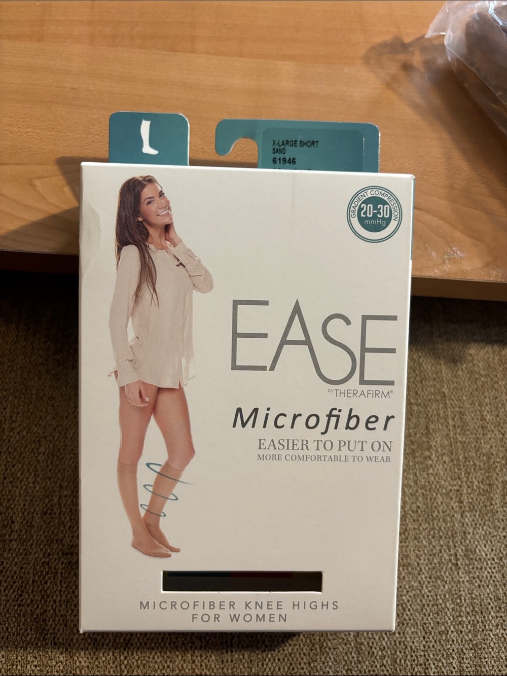 EASE by Therafirm Microfiber Knee Highs - Sand 20-30 mmHg new in box large short